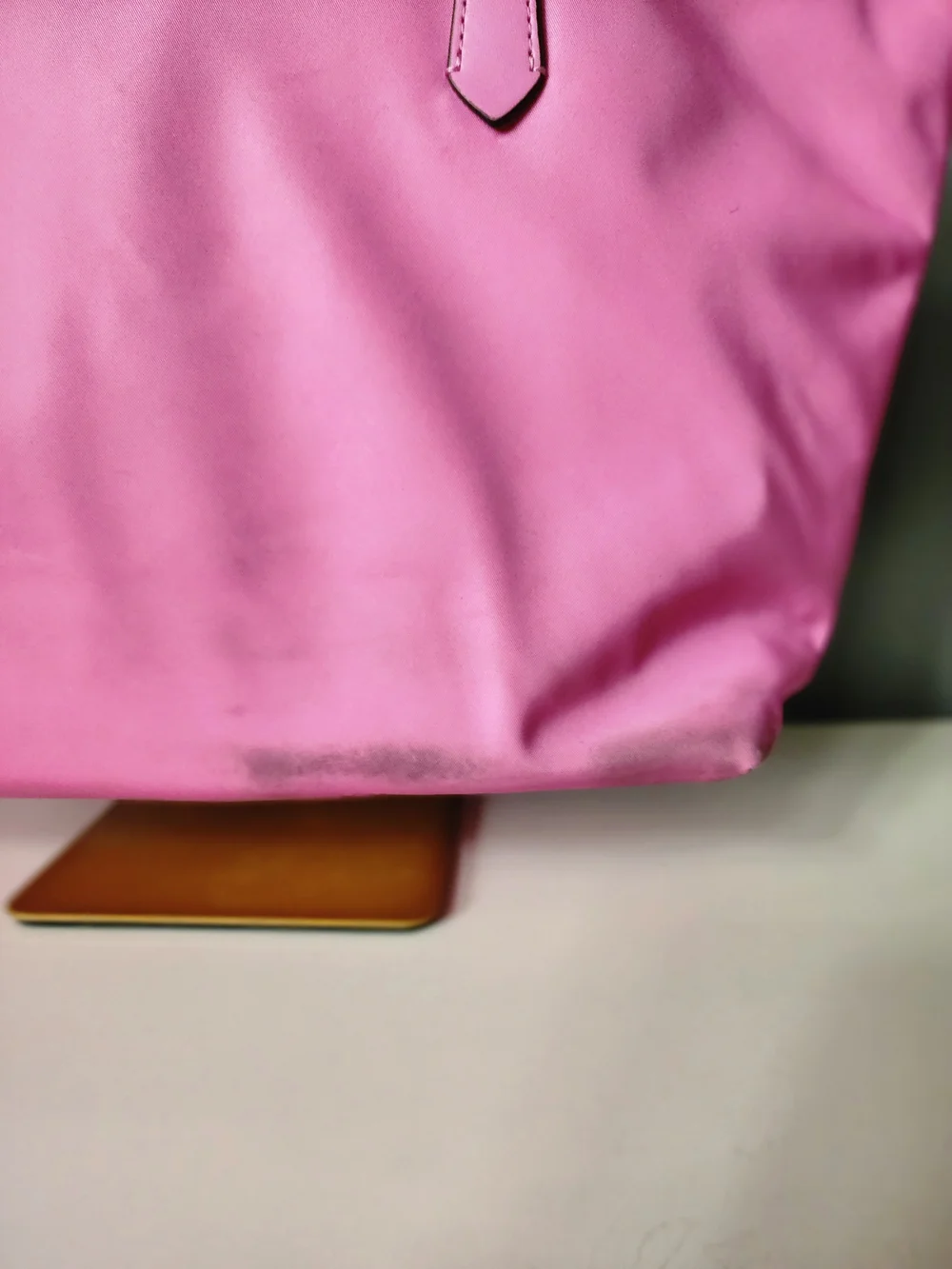 Kate Spade New York Pink Nylon Tote Shoulder Bag Zip Top Leather Handles